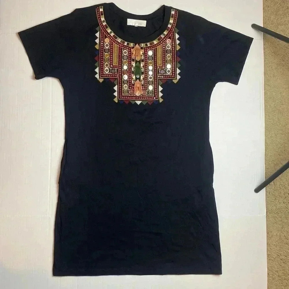 Souk Indigo embellished T-shirt dress NWOT